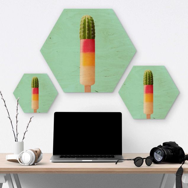 Hexagone en bois - Popsicle With Cactus