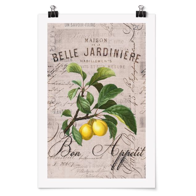 Tableaux vintage Collage Shabby Chic - Prune