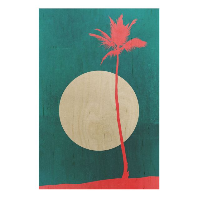 Tableaux en bois avec fleurs Palmier des Caraïbes