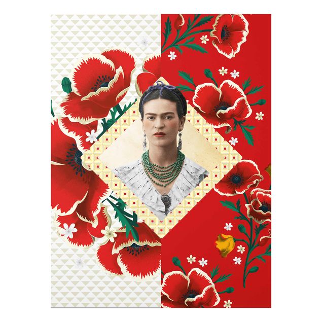 Tableau portraits Frida Kahlo - Coquelicots