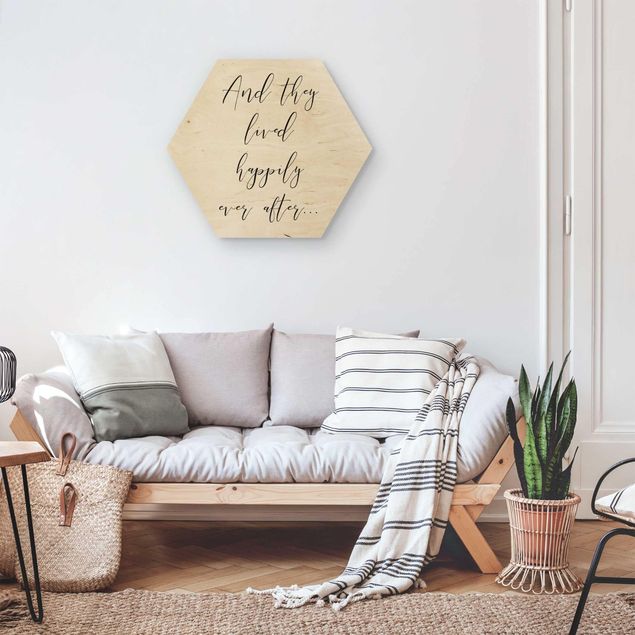Tableaux en bois avec citations And They Lived Happily Ever After