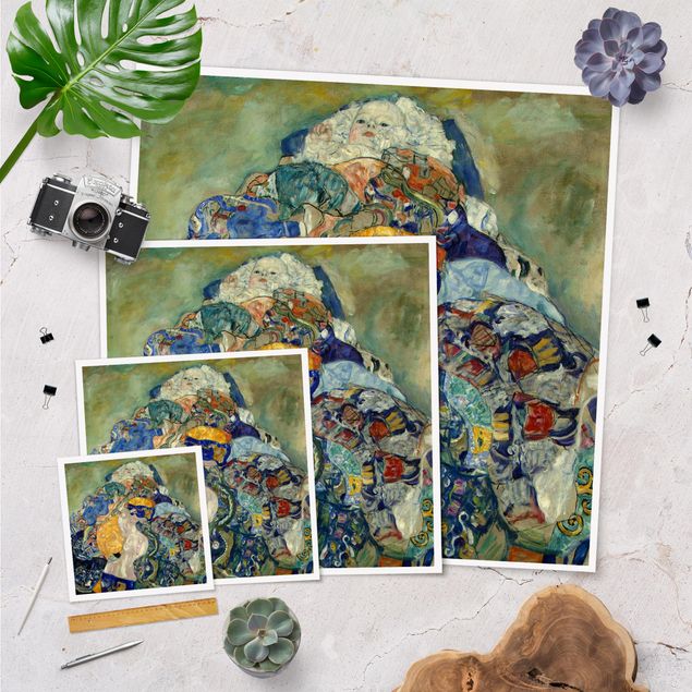 Tableau ton bleu Gustav Klimt - Bébé (berceau)