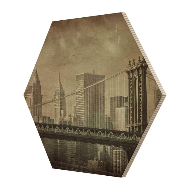 Hexagone en bois - Vintage New York City