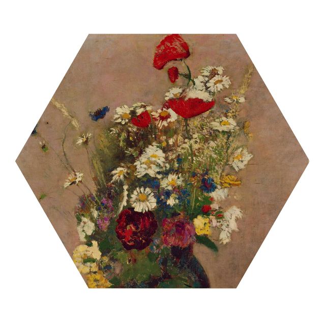 Tableaux bois Odilon Redon - Vase à fleurs avec des coquelicots