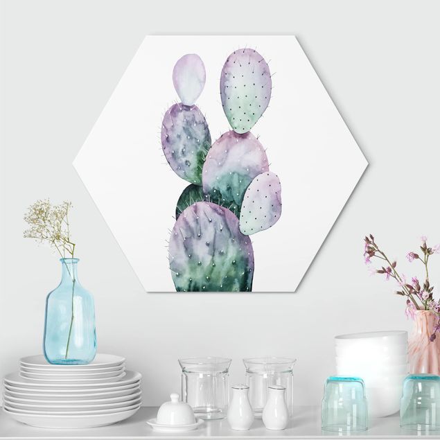 Tableau moderne Cactus en violet II