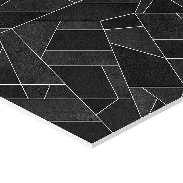 Tableau hexagon Aquarelle géométrique noire et blanche
