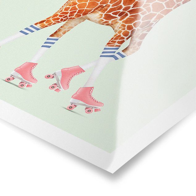 Posters animaux Girafe avec des patins à roulettes