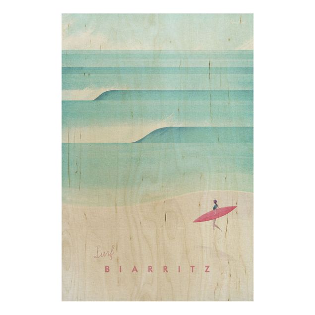 Tableaux en bois avec paysage Poster de voyage - Biarritz