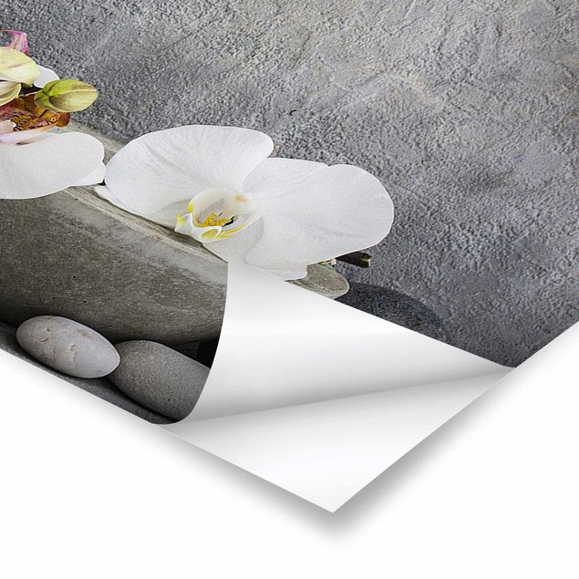 Tableaux de Andrea Haase Bouddha zen avec orchidées blanches