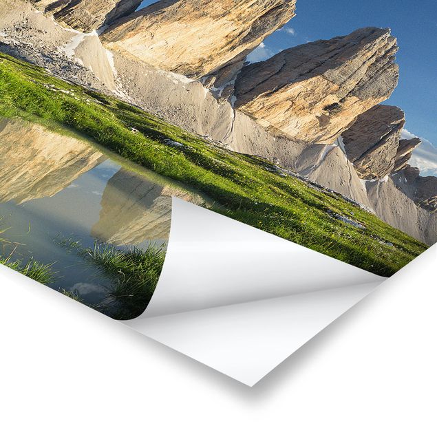 Poster paysage Zinnen du Tyrol du Sud et reflet de l'eau
