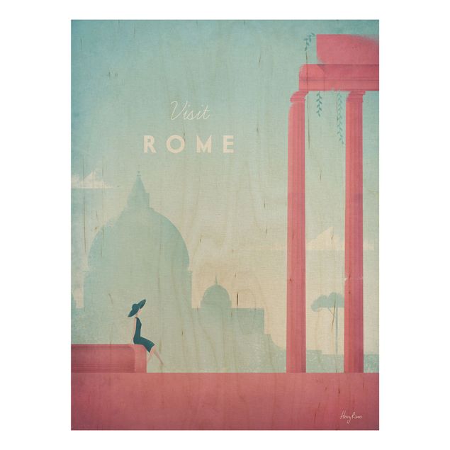 Tableau vintage bois Poster de voyage - Rome