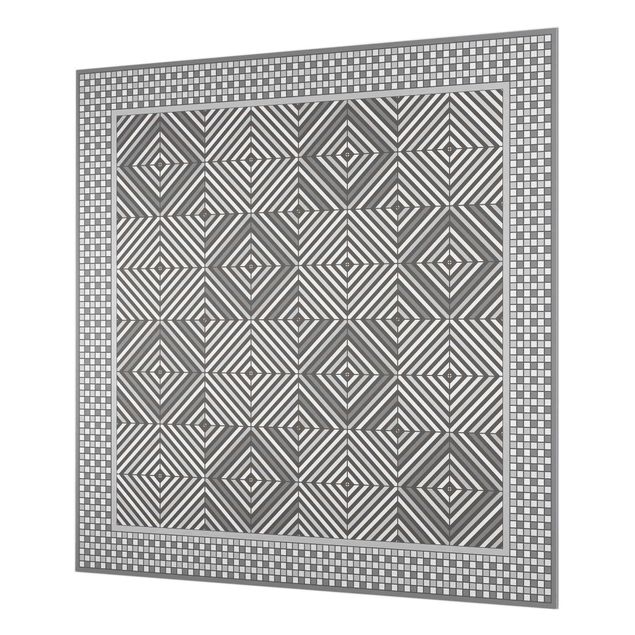 Fonds de hotte - Geometrical Tiles Vortex Grey With Mosaic Frame - Carré 1:1