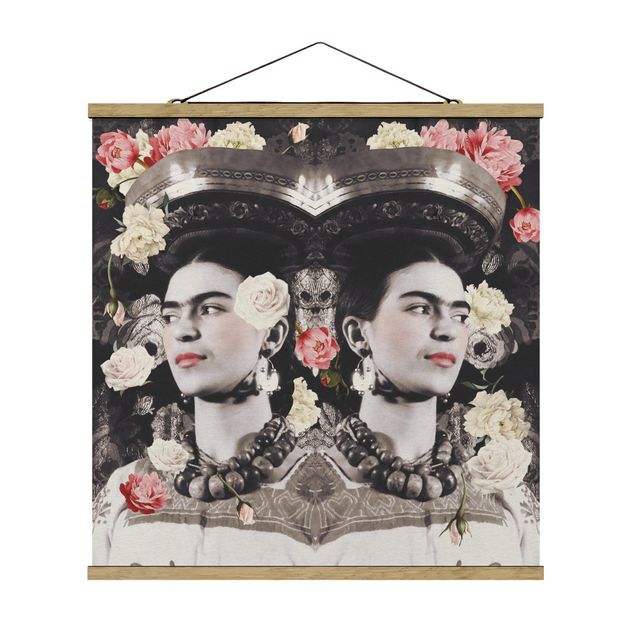 Tableau vintage Frida Kahlo - Flood de fleurs