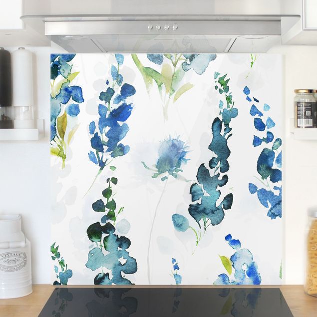 Déco murale cuisine Fleurs Magnifiques En Bleu