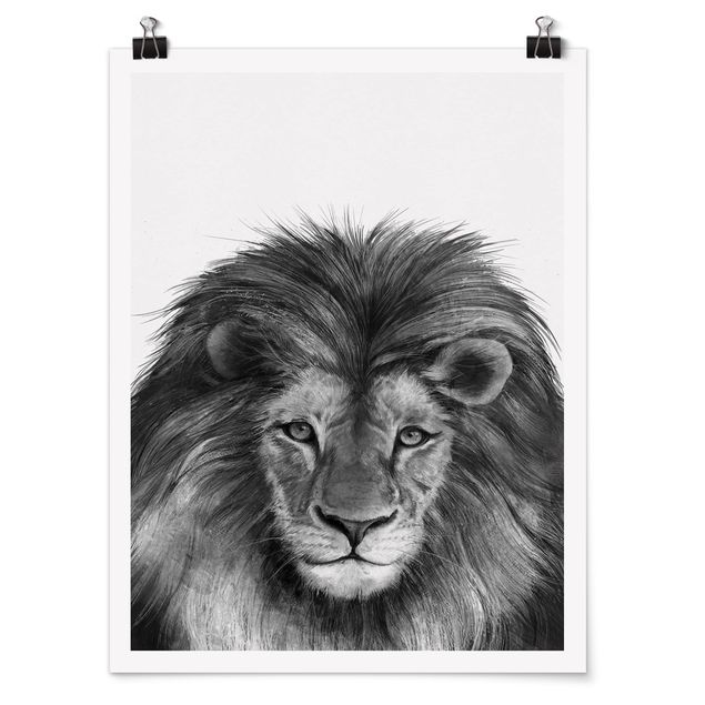Tableaux modernes Illustration Lion Monochrome Peinture
