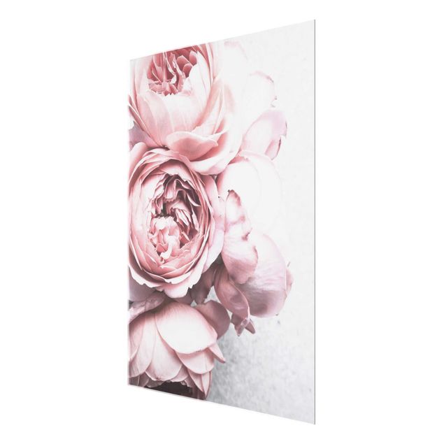 Tableaux Fleurs de Pivoine Rose Clair Pastel Shabby