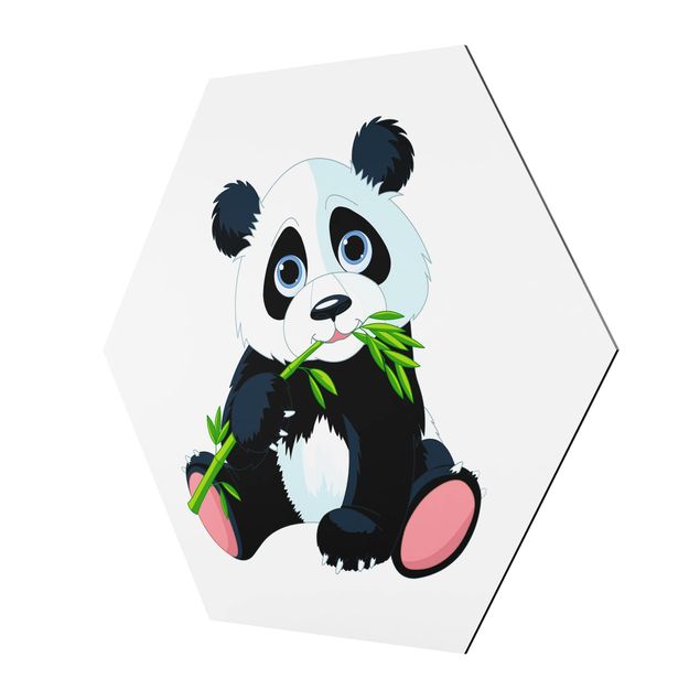 Tableau hexagon Panda qui grignote