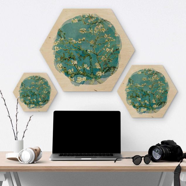 Tableaux bois Aquarelles - Vincent Van Gogh - Amandiers en fleur