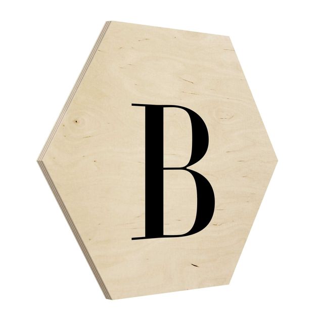 Impression sur bois Lettre Serif Blanc B