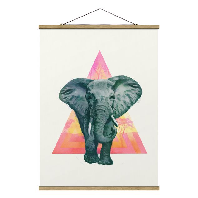 Cadre animaux Illustration Elephant Front Triangle Painting