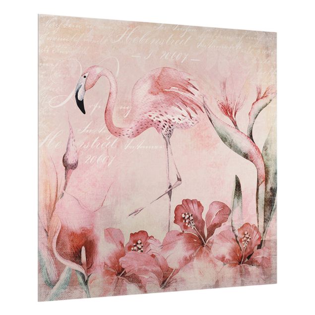 Fonds de hotte Collage Shabby Chic - Flamingo