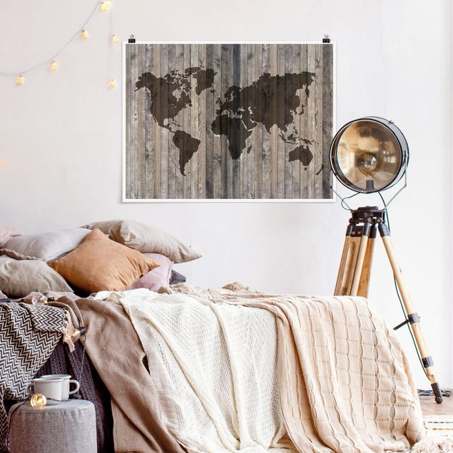 Tableaux moderne Carte du monde en bois
