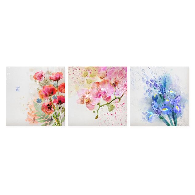 Tableau décoration Trio de fleurs aquarelles