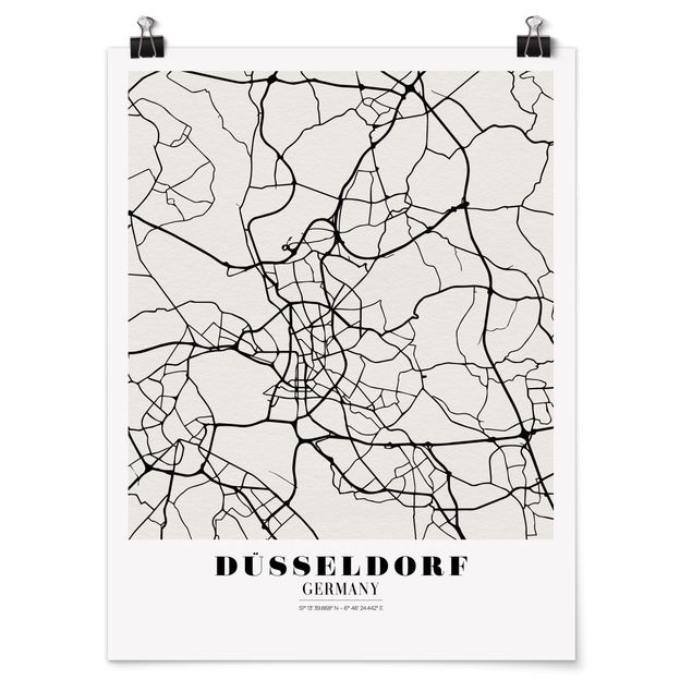 Tableau carte du monde Plan de ville de Dusseldorf - Classique