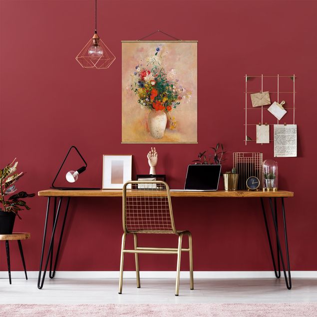 Tableaux Artistiques Odilon Redon - Vase avec fleurs (fond rose)