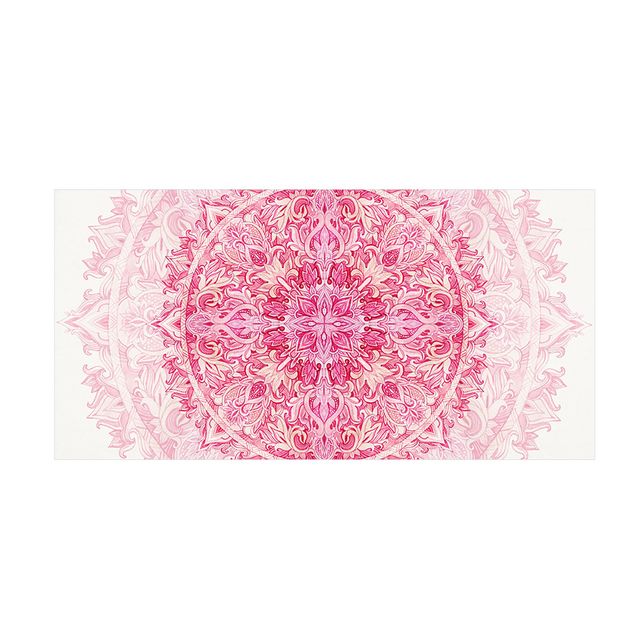tapis modernes Mandala à l'aquarelle Ornament Rose