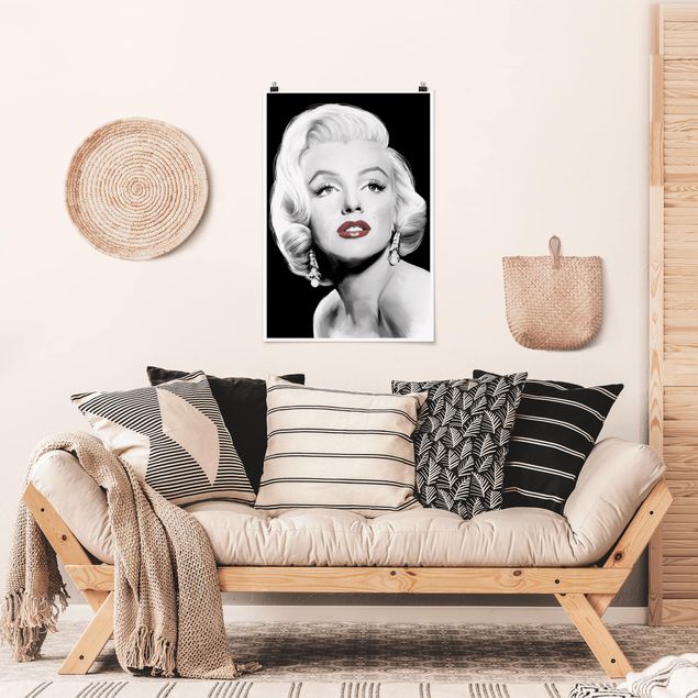 Posters en noir et blanc Marilyn avec des boucles d'oreilles