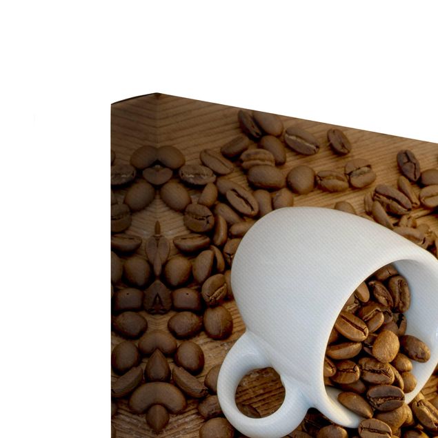 Impression sur toile 2 parties - 3 espresso cups with coffee beans