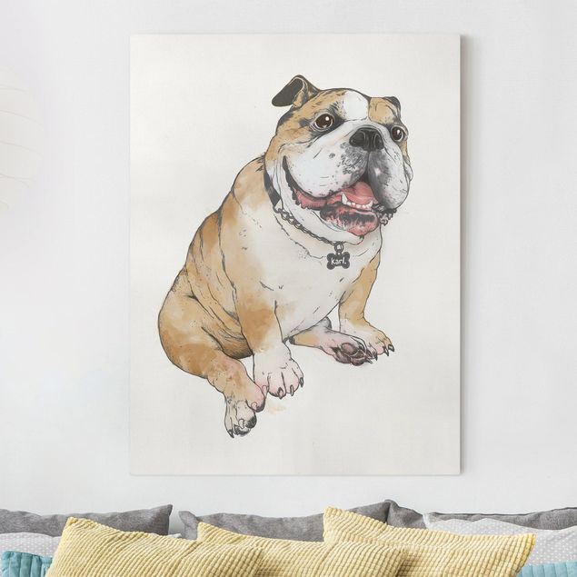 Tableau sur toile - Illustration Dog Bulldog Painting