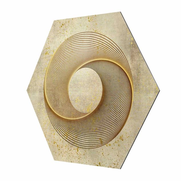 Tableau décoration Line Art Spirale Circulaire Or