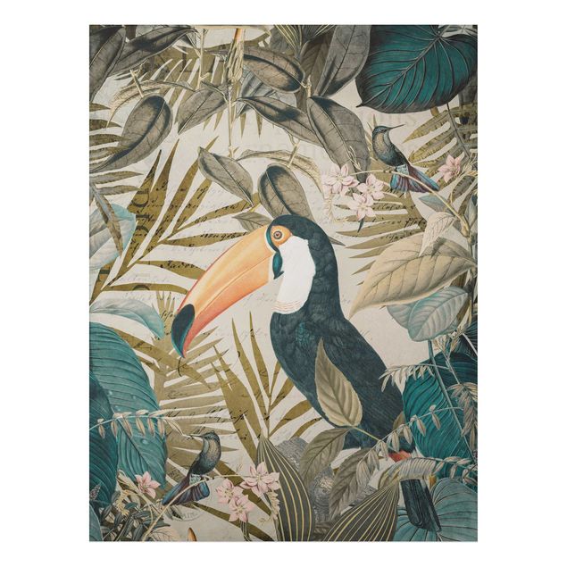 Tableaux jungle Collage vintage - Toucan dans la jungle