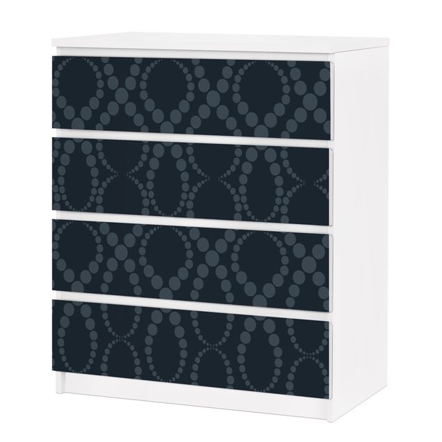 Papier adhésif pour meuble IKEA - Malm commode 4x tiroirs - Black Beaded Ornament