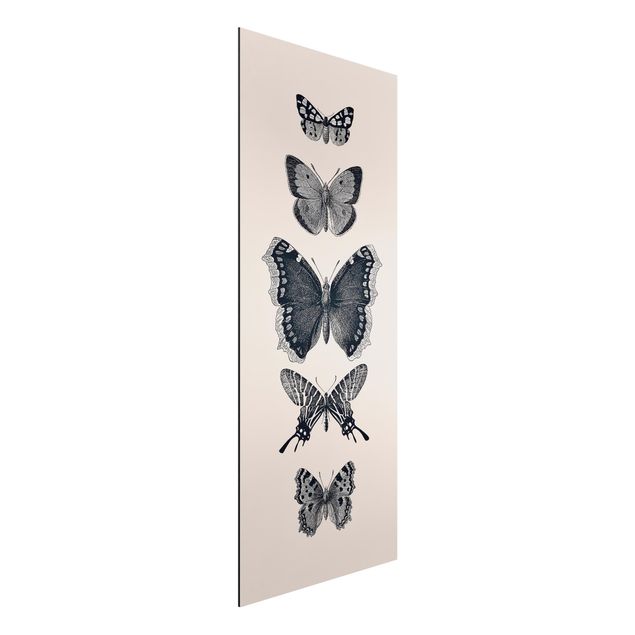 Tableau moderne Papillons à l'encre sur fond beige