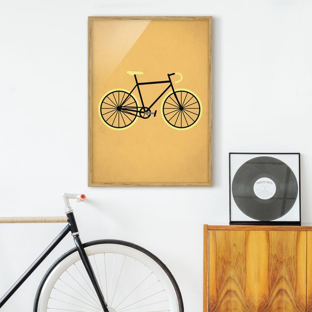 Déco murale cuisine Bicyclette en jaune