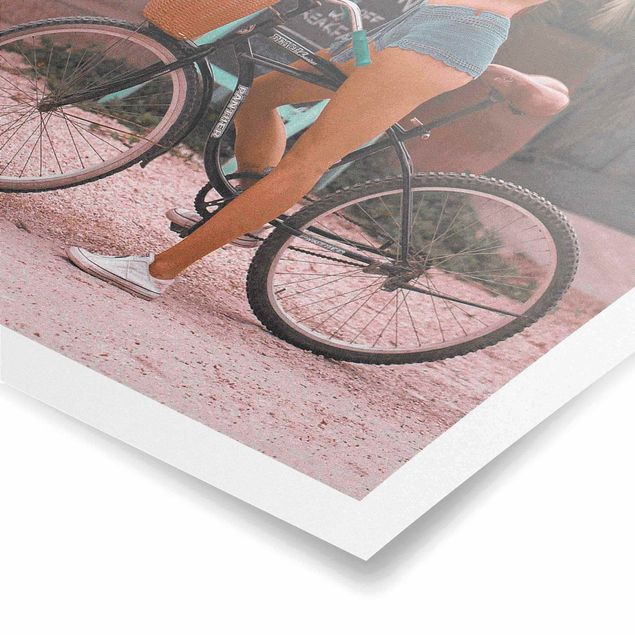 Tableau multicolore Fille à bicyclette