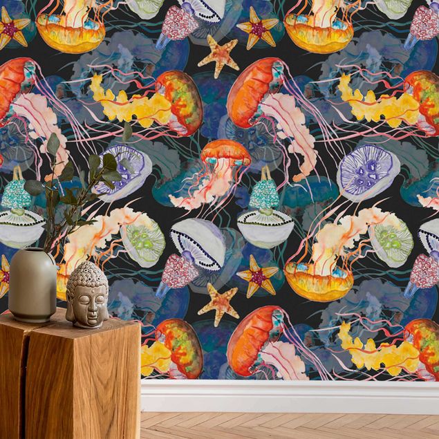 Papier peint moderne Colourful Jellyfish - Roll