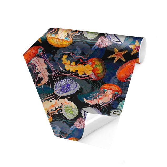 Papier peint à motifs Colourful Jellyfish