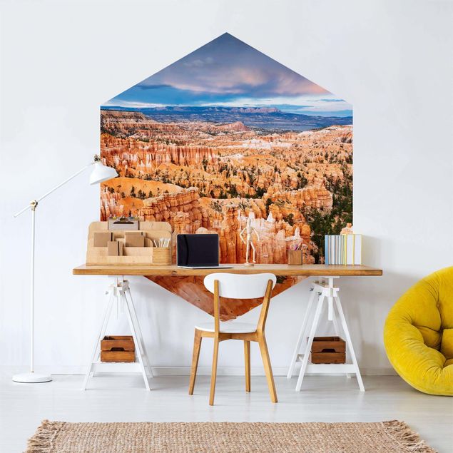 Papier peint panoramique hexagonal Flamme de couleur du Grand Canyon