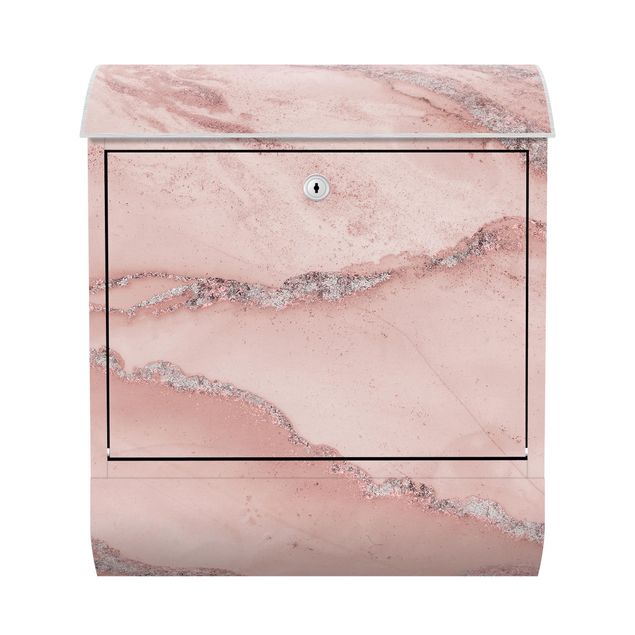 Tableaux de Andrea Haase Expériences de couleurs - Marbre rose clair et paillettes