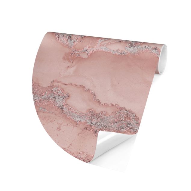 Papier peint industriel Expériences de couleurs - Marbre rose clair et paillettes