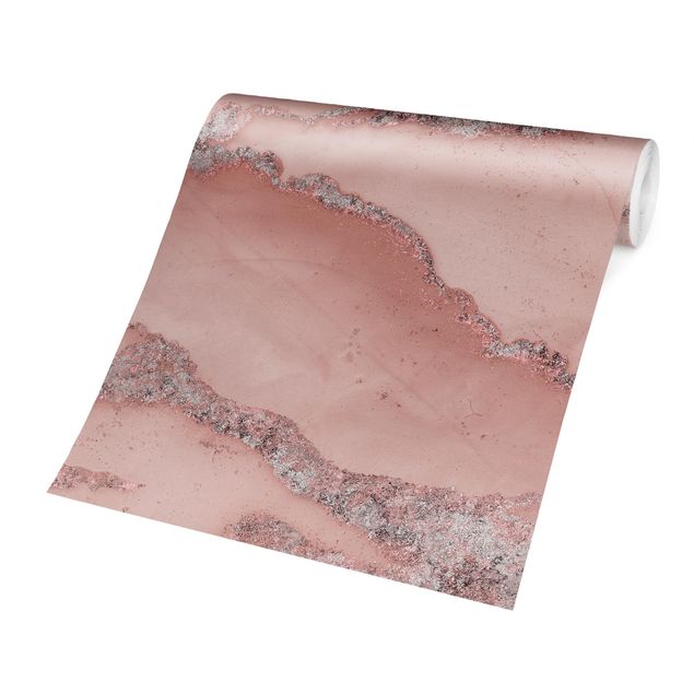 Papiers peints industriels Expériences de couleurs - Marbre rose clair et paillettes
