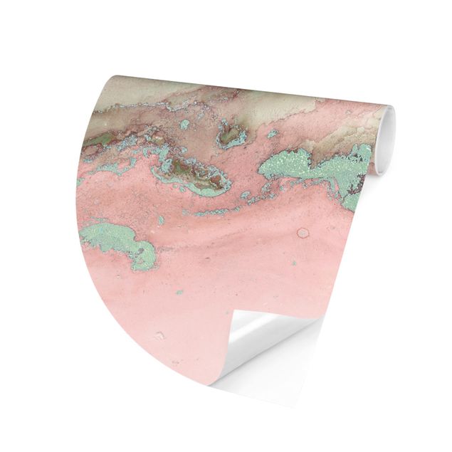 Papiers peints industriels Expériences de couleurs - Marbre rose clair et turquoise