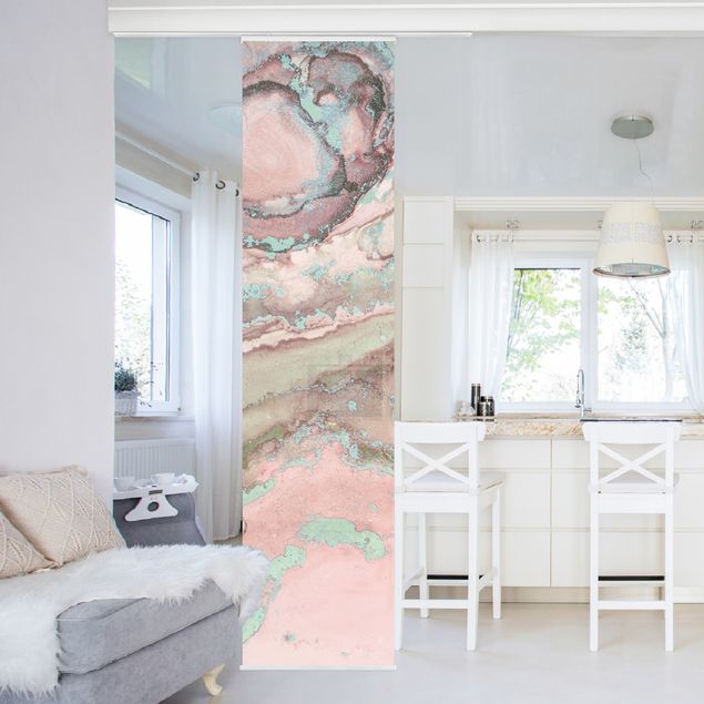 Déco murale cuisine Expériences de couleurs - Marbre rose clair et turquoise