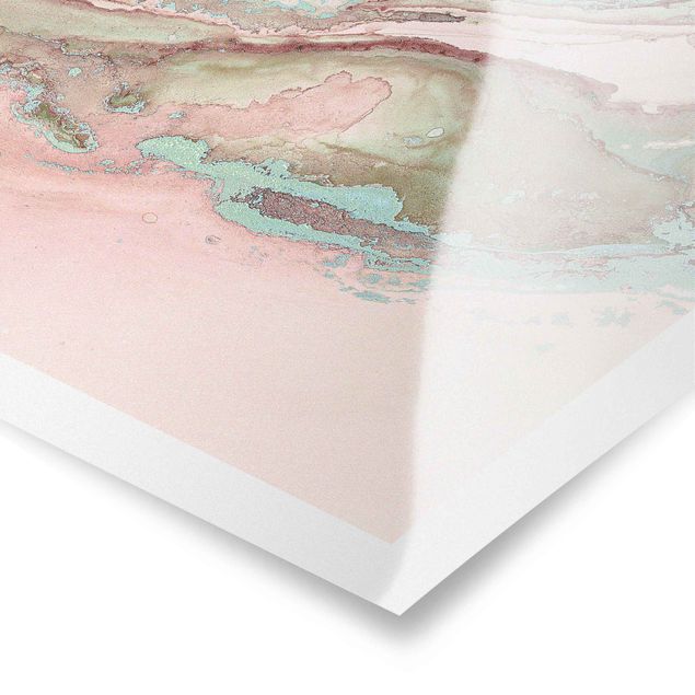 Tableaux de Andrea Haase Expériences de couleurs - Marbre rose clair et turquoise