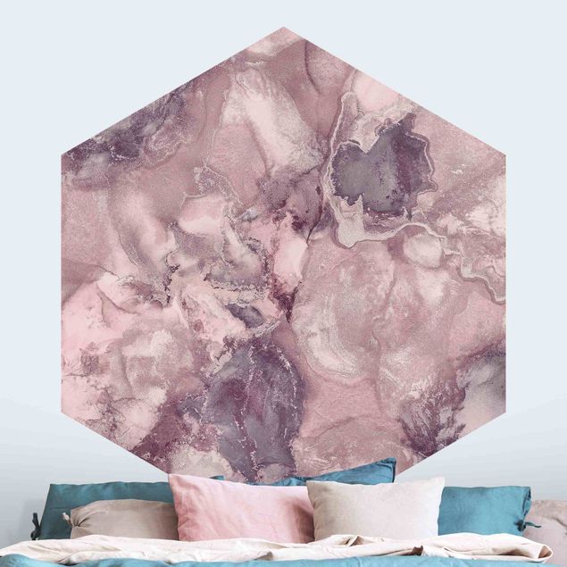 Papier peint marbre Expériences de couleurs - Marbre - violet