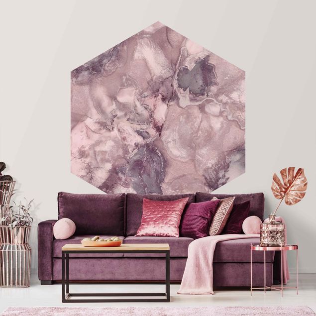 Papier peint moderne Expériences de couleurs - Marbre - violet